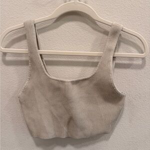 Aritzia Babaton Ribbed Knit Crop Top - Cream